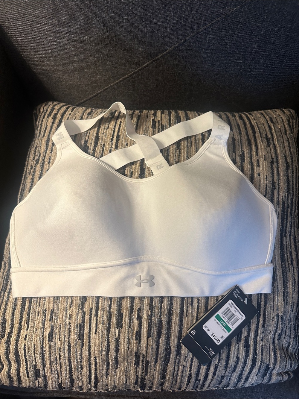 Under Armour White Cross-Back Padded Sports Bra